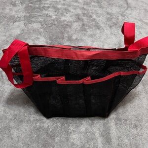 Black Mesh Tote Bag with Red Trim - Versatile Carryall